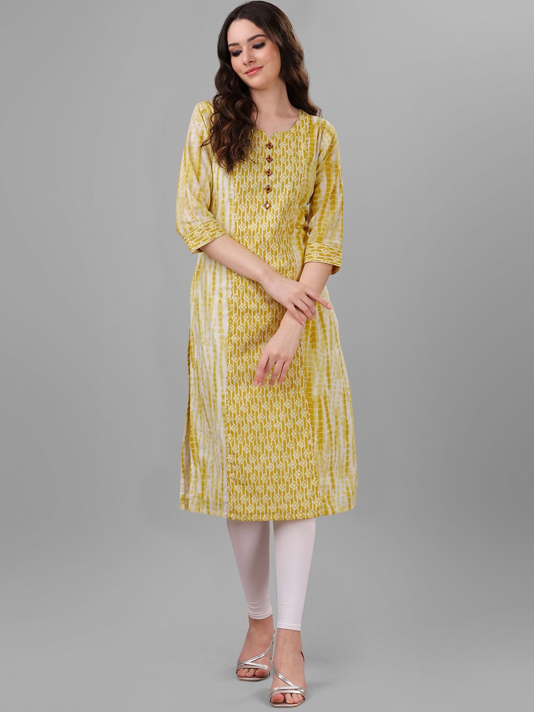 

WEAVLLITE Tie & Dye Pure Cotton Kurta, Yellow