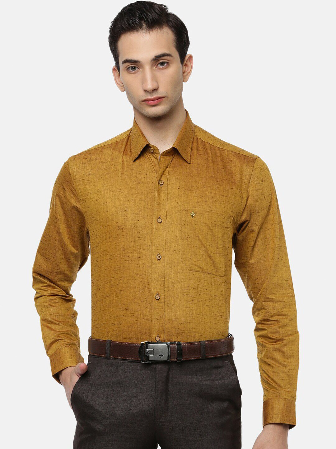

Ramraj Original Opaque Pure Cotton Formal Shirt, Mustard
