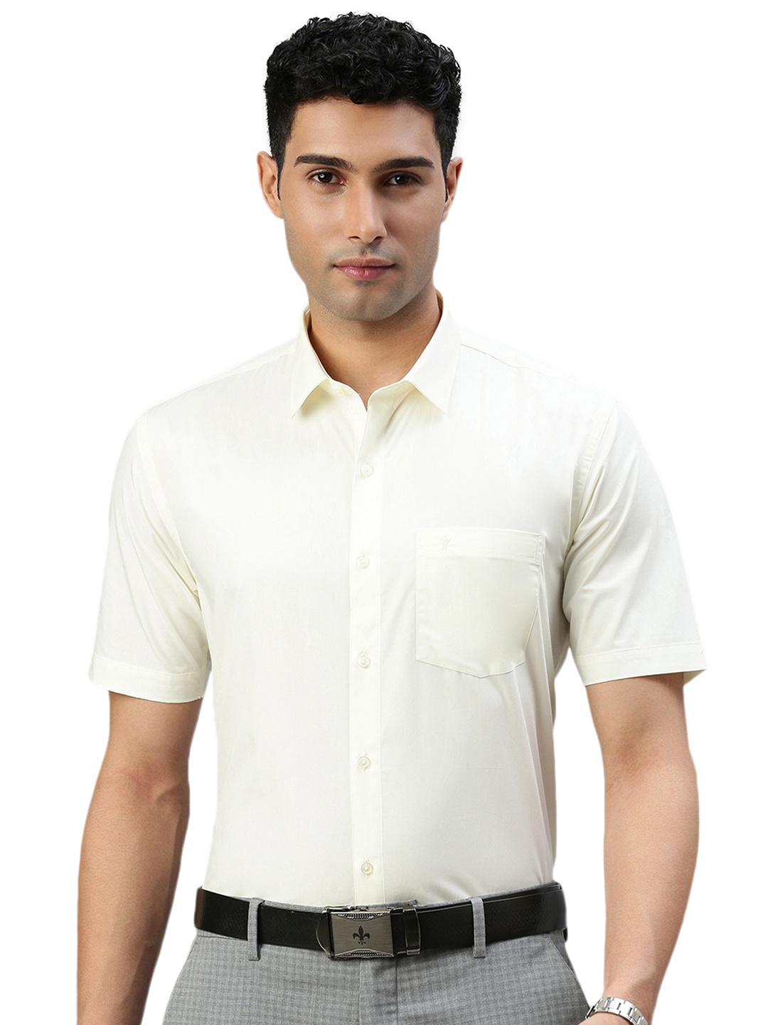 

Ramraj Original Opaque Pure Cotton Casual Shirt, Cream