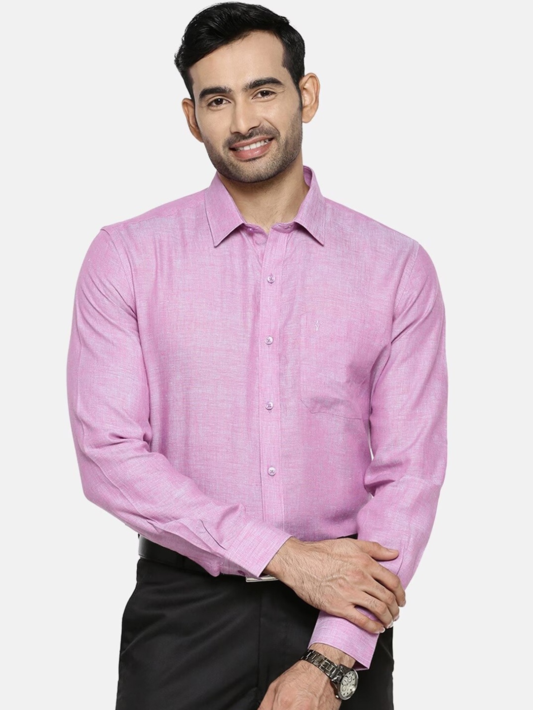 

Ramraj Original Opaque Pure Linen Formal Shirt, Violet