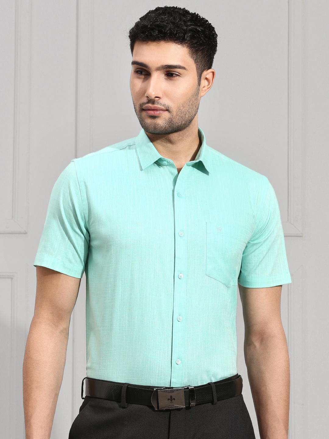 

Ramraj Original Slim Fit Opaque Formal Shirt, Teal