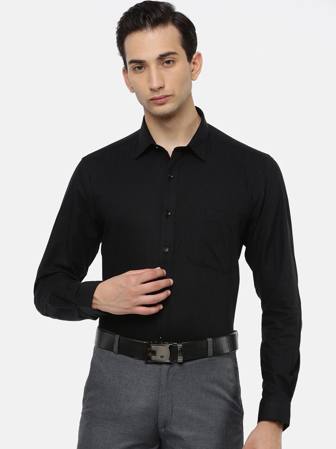 

Ramraj Original Slim Fit Opaque Pure Cotton Formal Shirt, Black