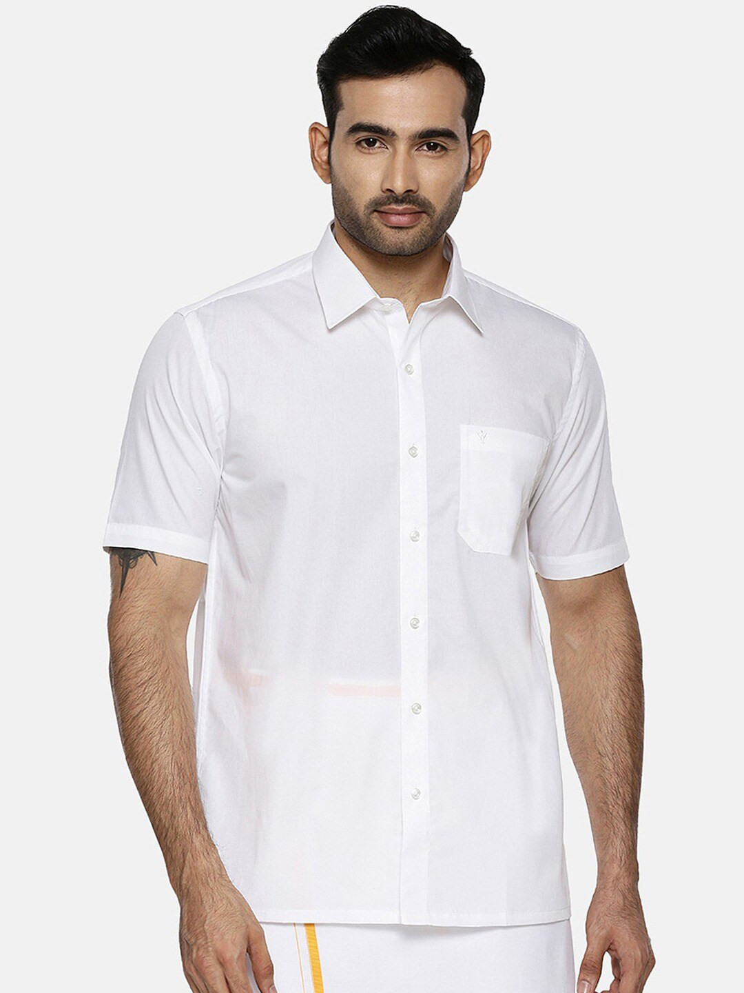

Ramraj Original Spread Collar Pure Cotton Casual Shirt, White