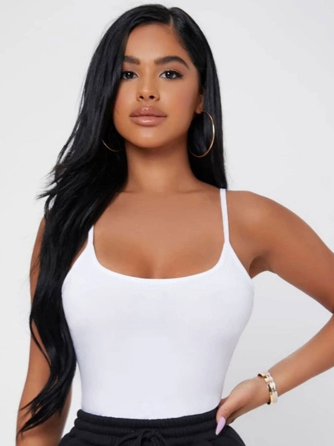 

Styched Shoulder Straps Tank Top, White