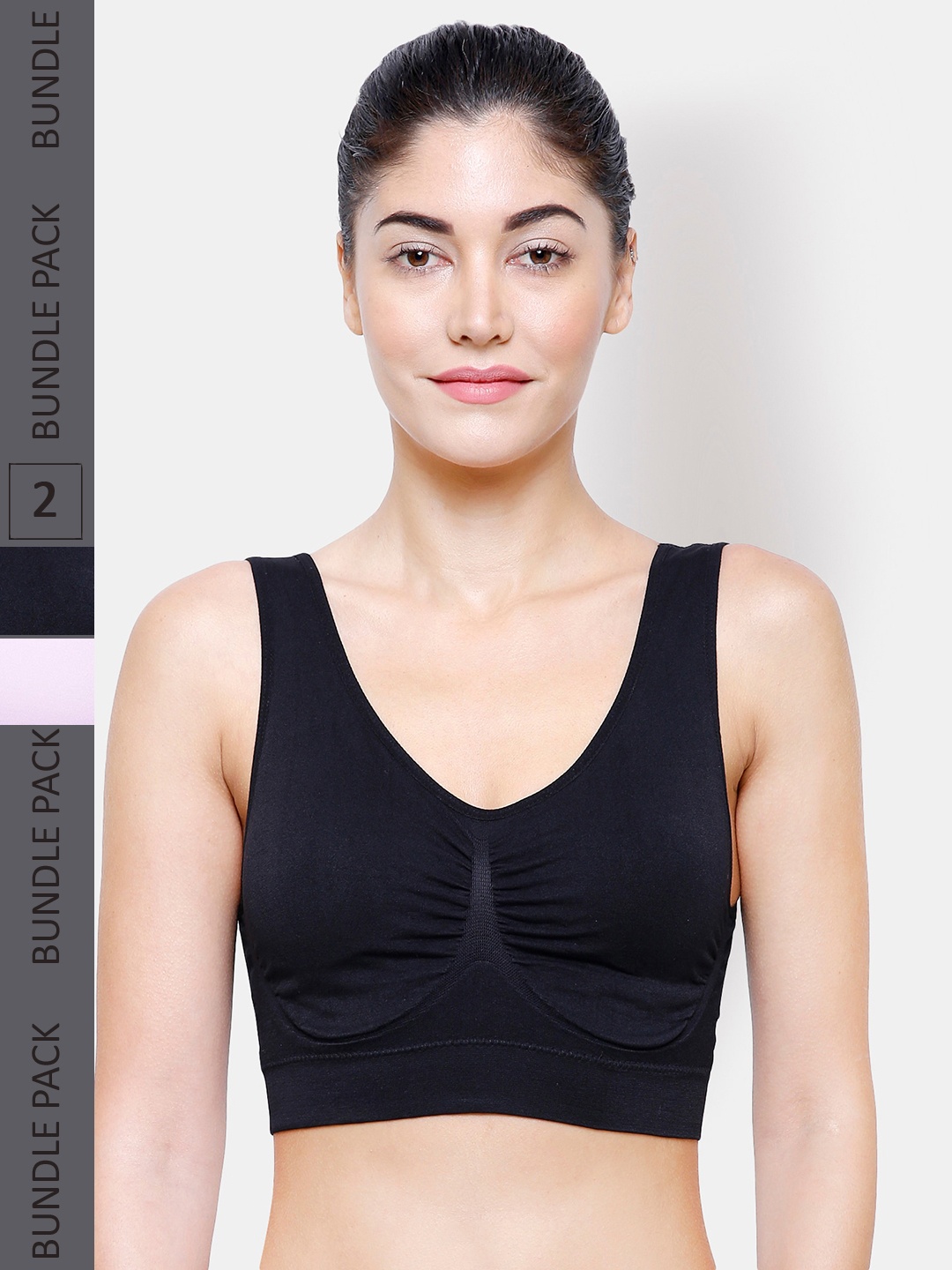 

NOIRA Pack Of 2 Lightly Padded All Day Comfort Non Wired Full Coverage Everyday Bra, Black