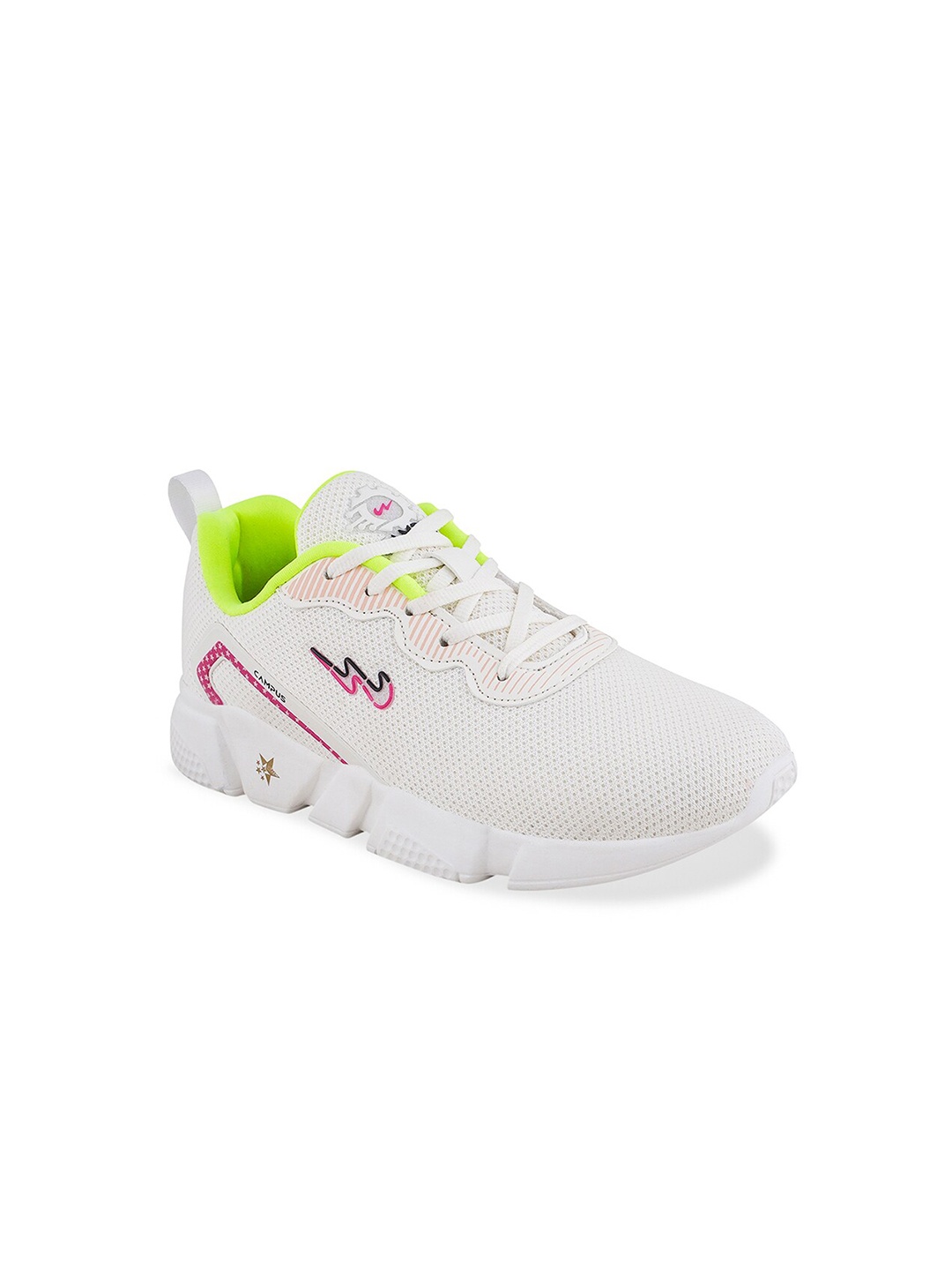 

Campus Women Mesh Lace-Up Running Shoes, White