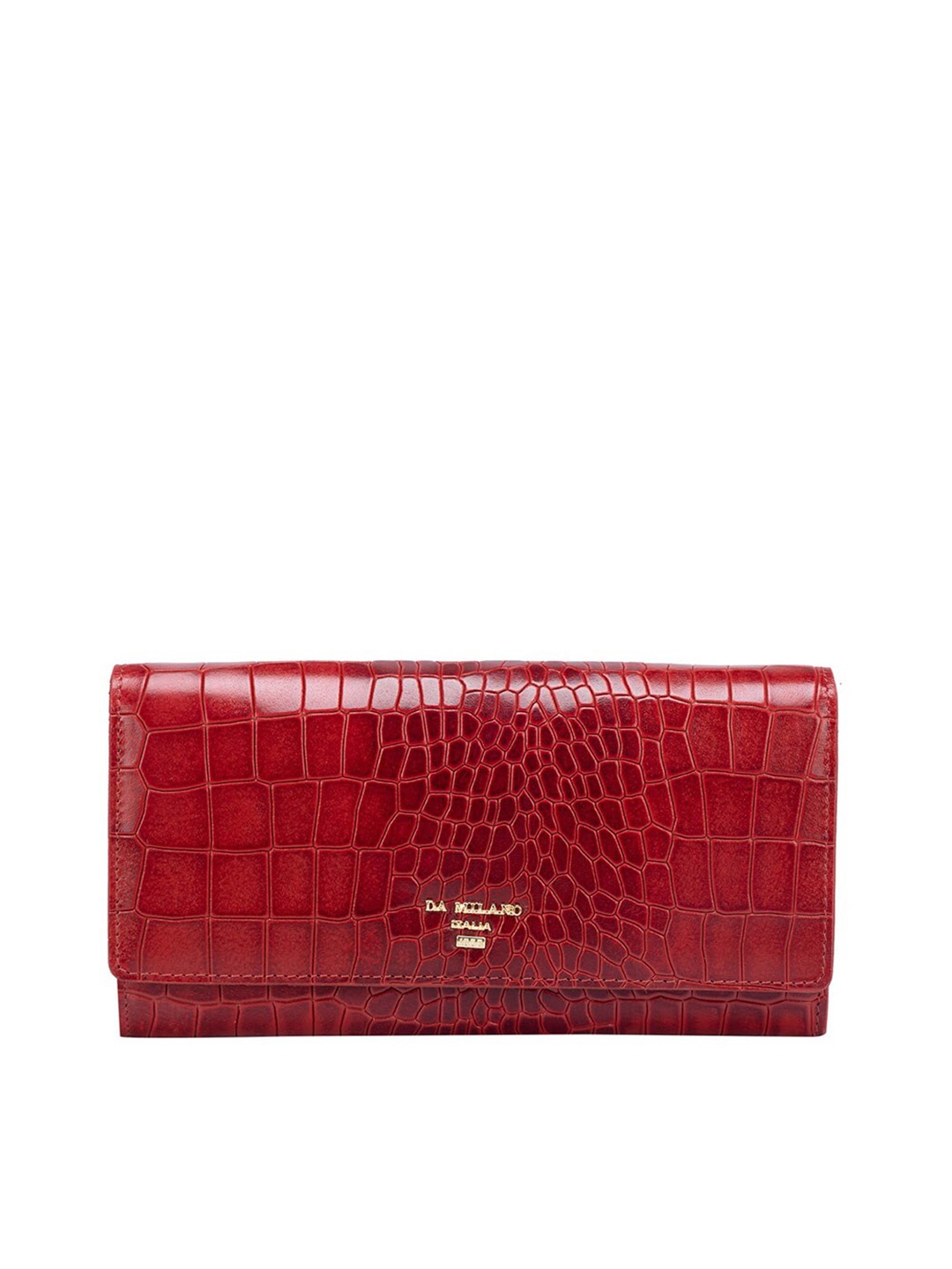

Da Milano Textured Leather Two Fold Wallet, Red