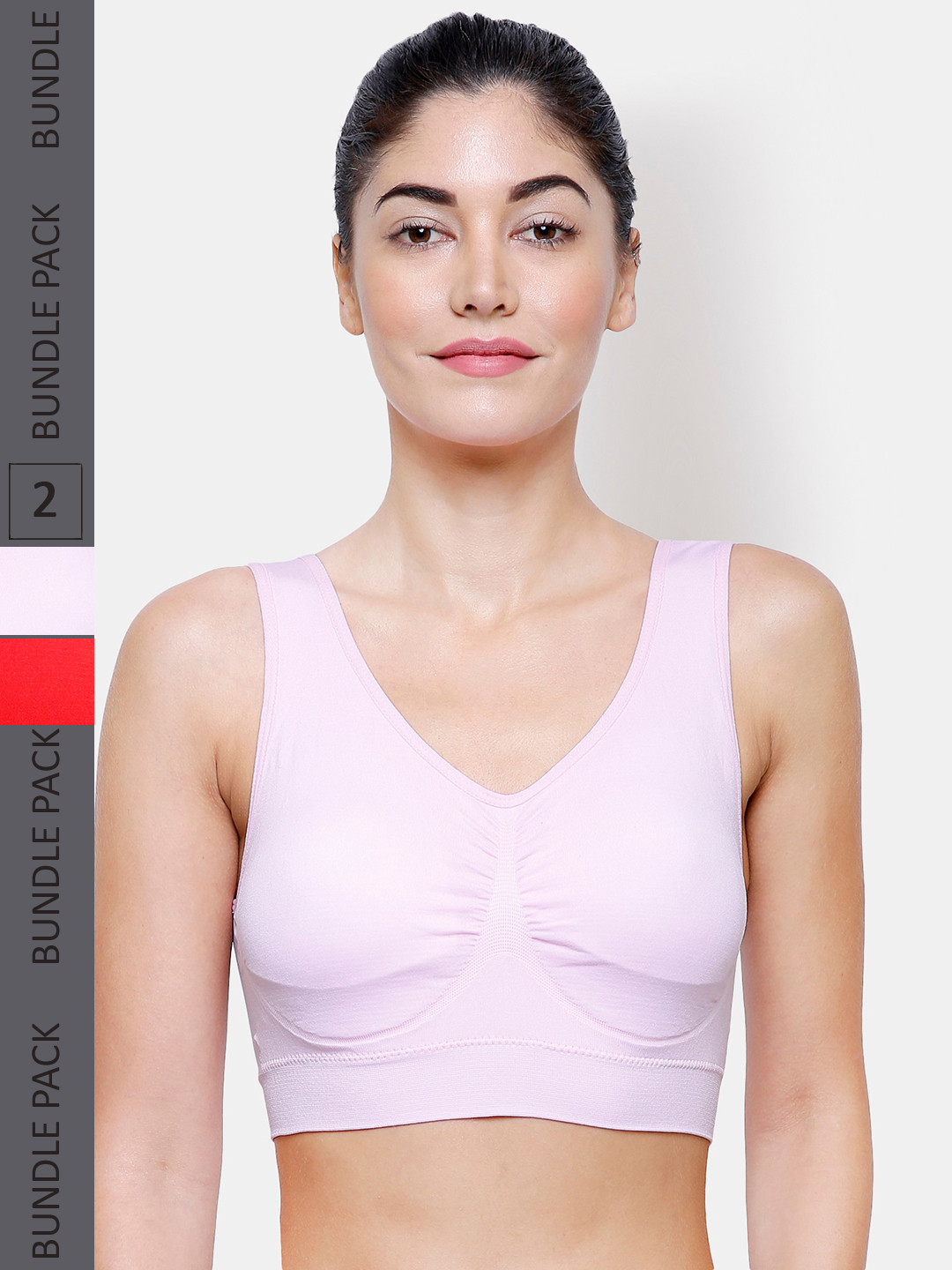 

NOIRA Pack Of 2 Lightly Padded All Day Comfort Non Wired Full Coverage Cotton Everyday Bra, Pink