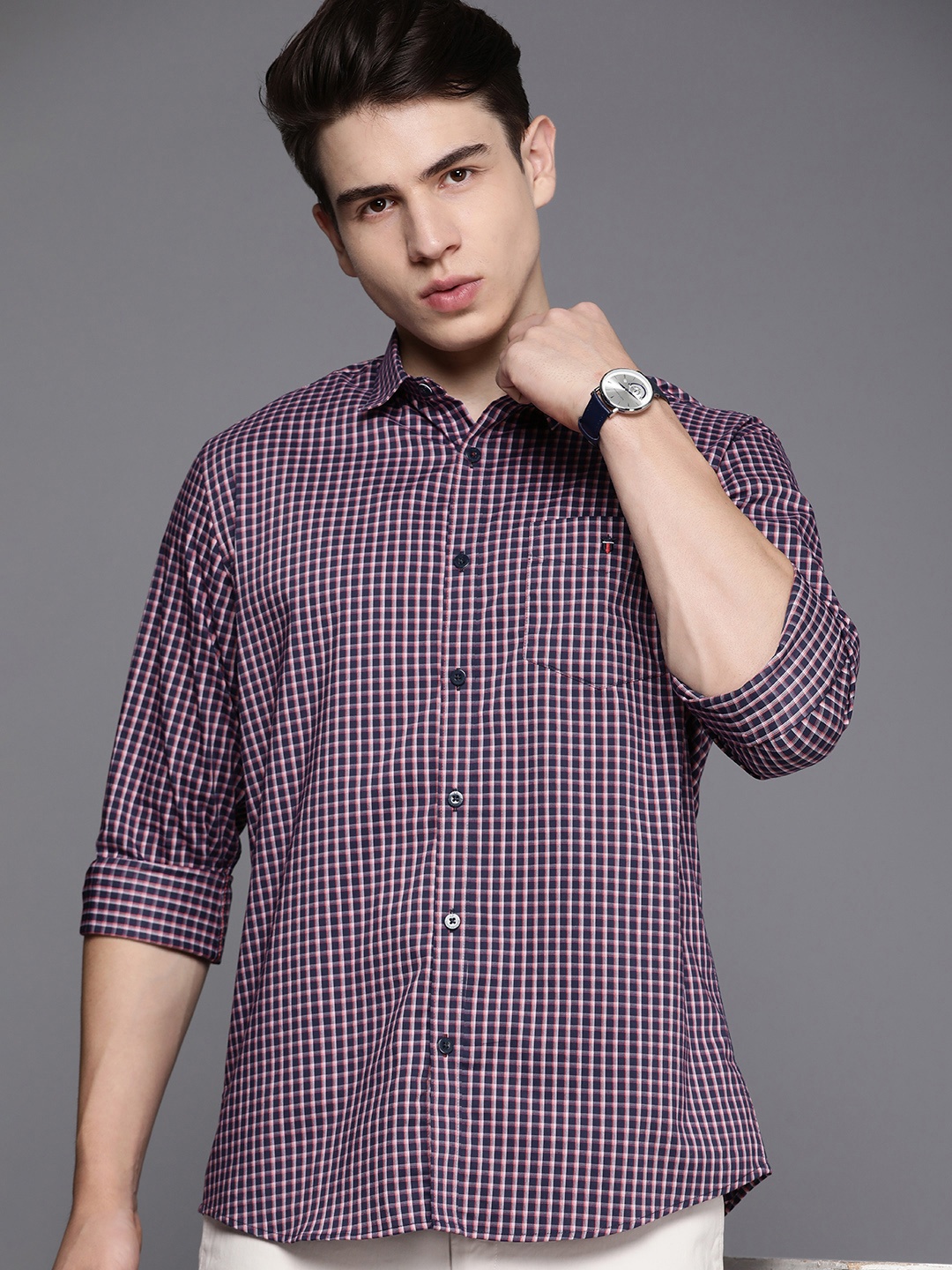

Louis Philippe Sport Slim Fit Checked Casual Shirt, Navy blue