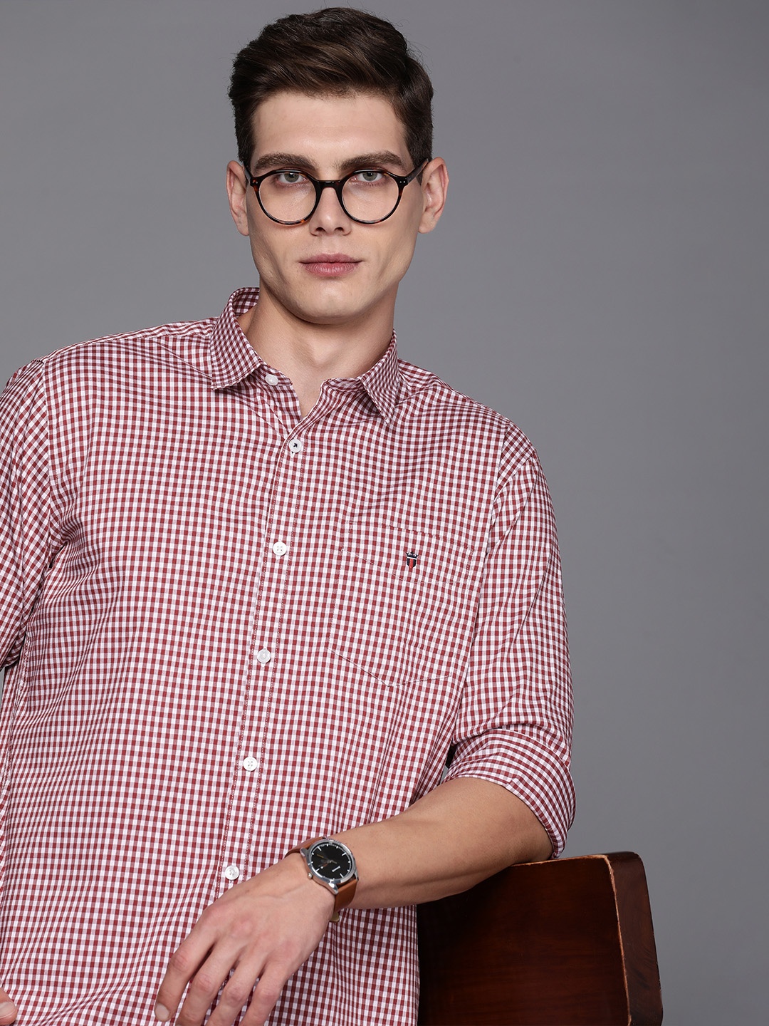 

Louis Philippe Sport Slim Fit Checked Casual Shirt, Maroon