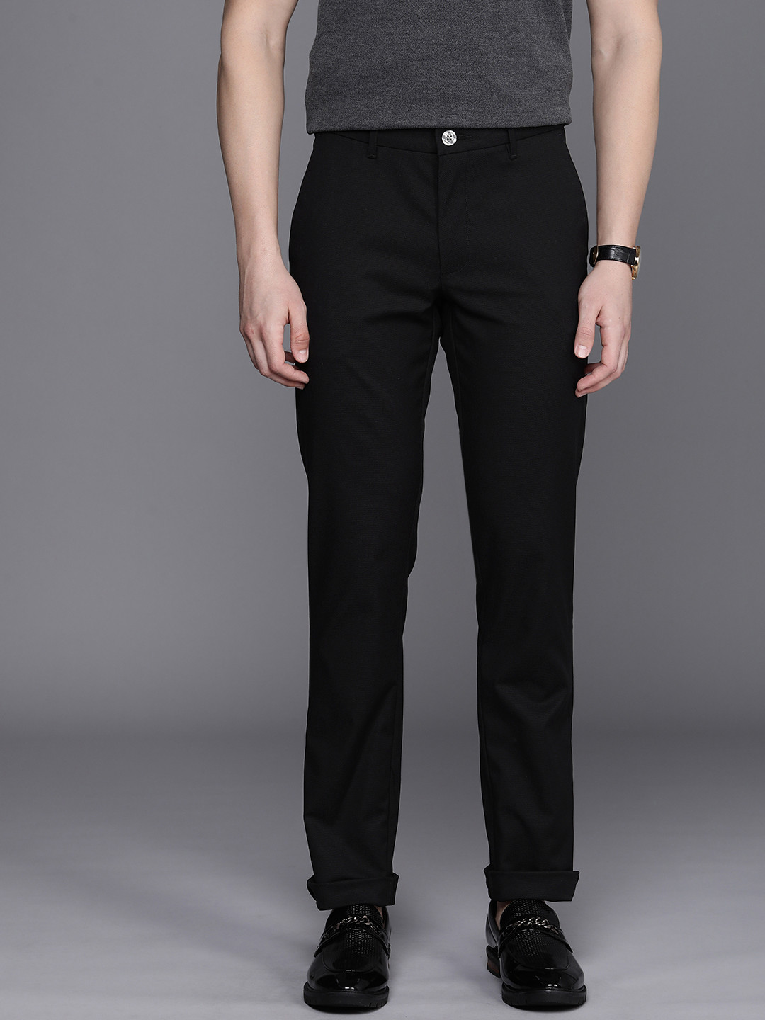 

Louis Philippe Sport Men Slim Fit Low-Rise Trousers, Black