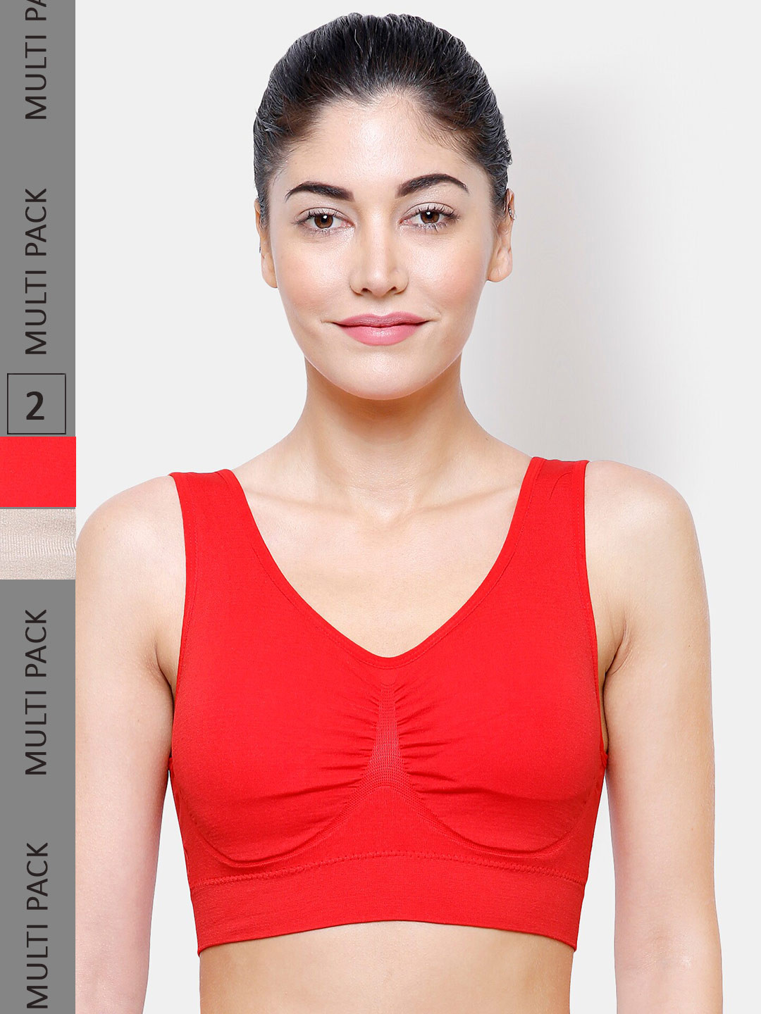 

NOIRA Pack Of 2 Lightly Padded All Day Comfort Non Wired Full Coverage Cotton Everyday Bra, Beige
