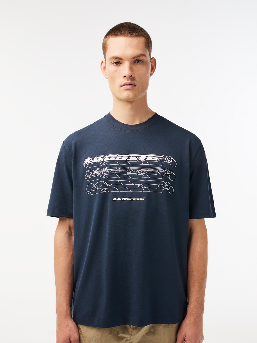 

Lacoste Typography Printed Loose T-shirt, Navy blue