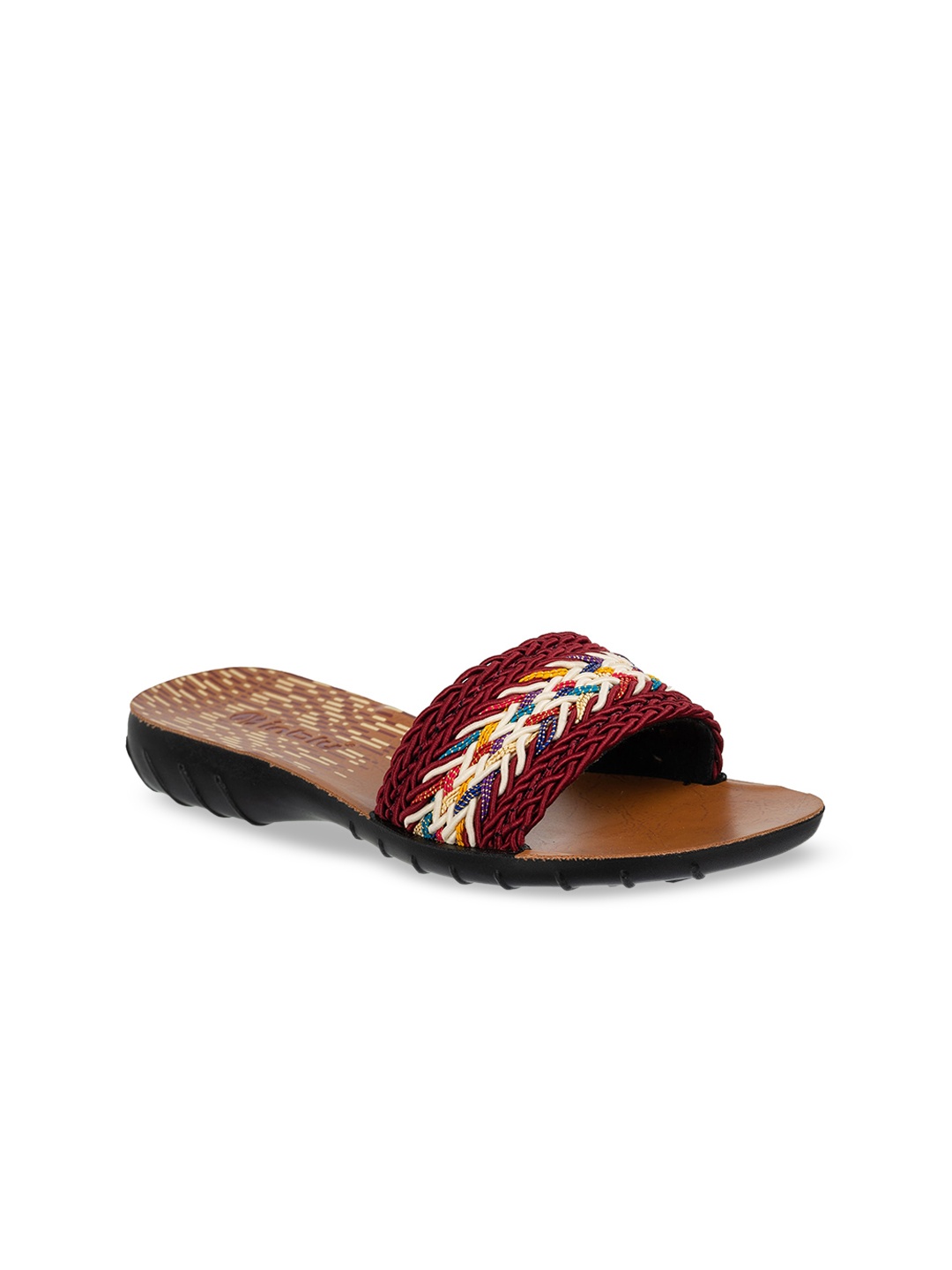 

Inblu Braided Lightweight Anti-Skid Open Toe Flats, Maroon