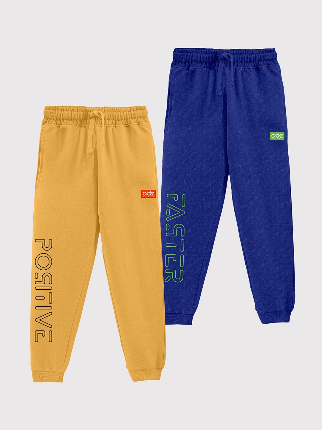 

CODEZ Boys Pack Of 2 Typography Printed Detail Cotton Joggers, Blue