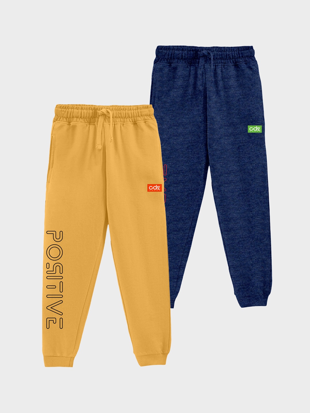 

CODEZ Boys Pack Of 2 Graphic-Printed Cotton Joggers, Navy blue