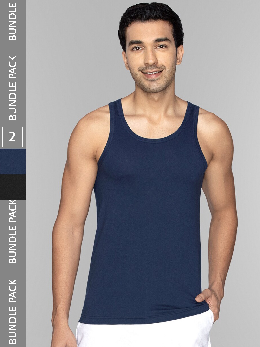

XYXX Men Pack of 2 ACE Modal-Cotton Solid Round Neck Vest XYVEST2PCKN11, Blue