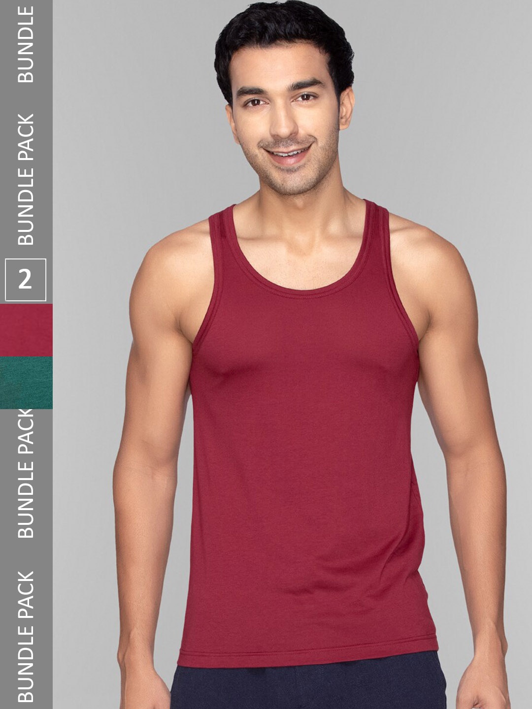 

XYXX Pack Of 2 Cotton Innerwear Vests XYVEST2PCKN03, Red