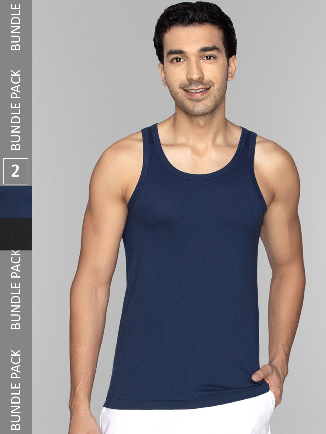 

XYXX Men Pack of 2 ACE Modal-Cotton Solid Round Neck Vest XYVEST2PCKN11, Black