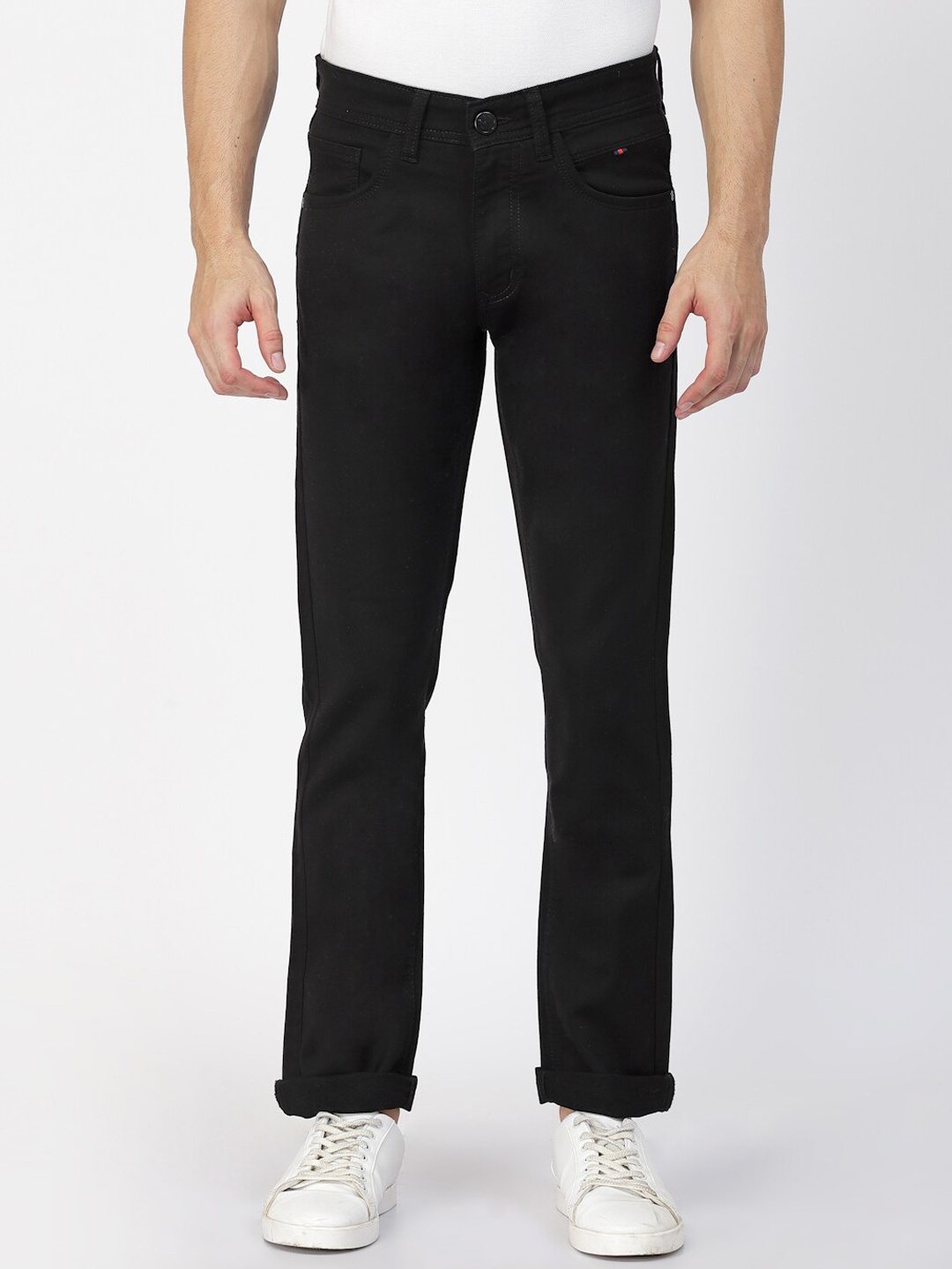 

TNG Men Slim Fit Clean Look Cotton Stretchable Jeans, Black