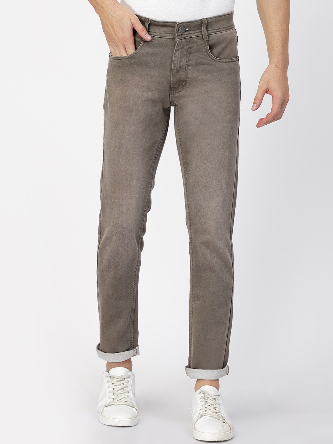 

TNG Men Slim Fit Clean Look Cotton Stretchable Jeans, Brown