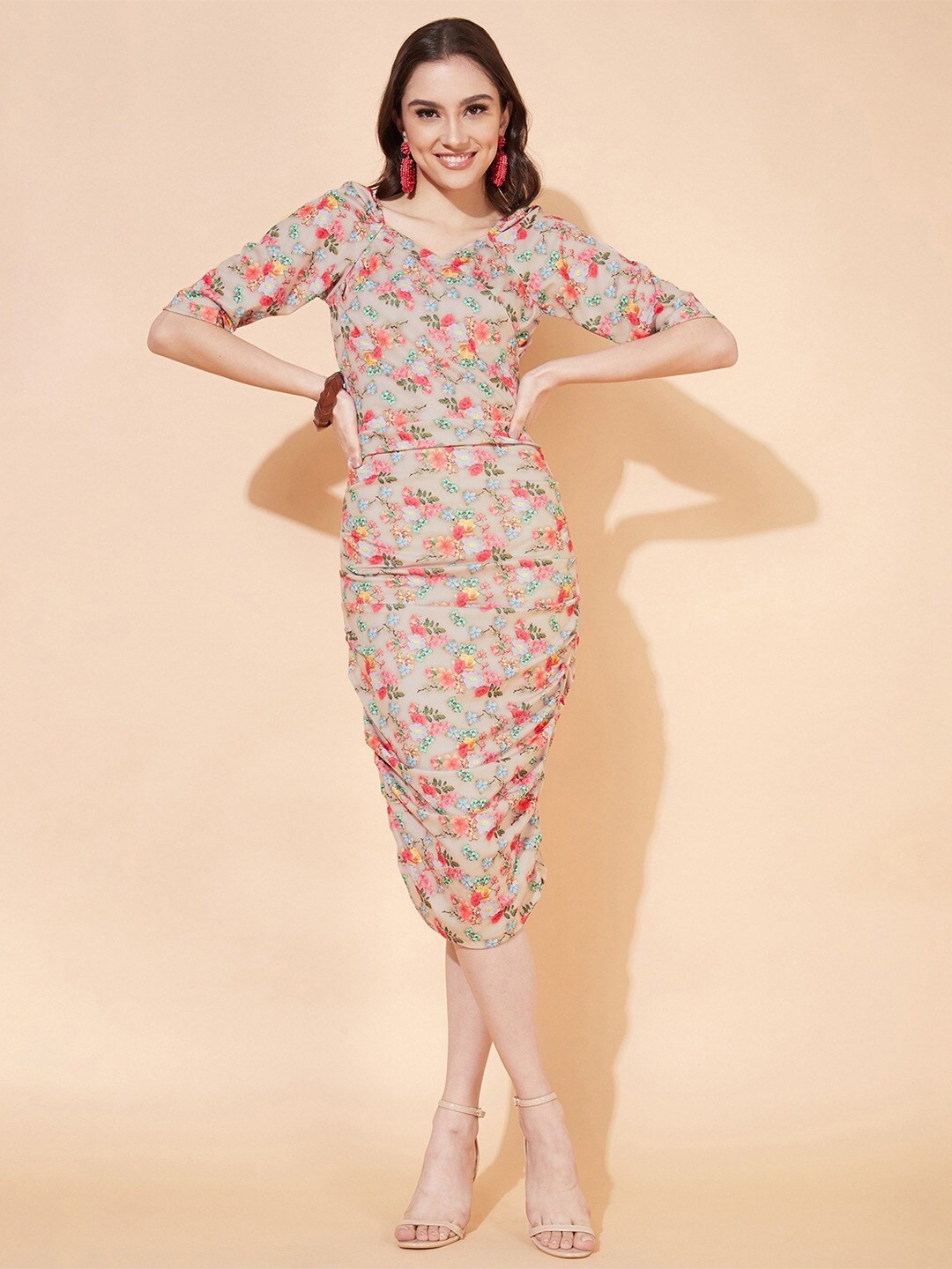 

Ziva Fashion Floral Printed Bodycon Dress, Pink
