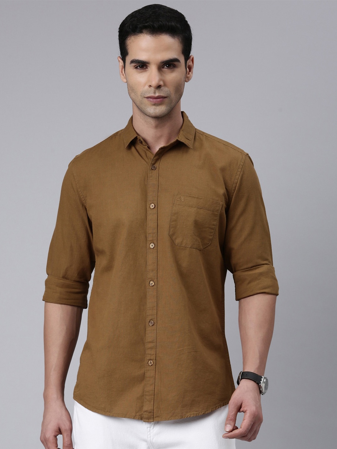 

Chennis Classic Slim Fit Pure Cotton Casual Shirt, Khaki