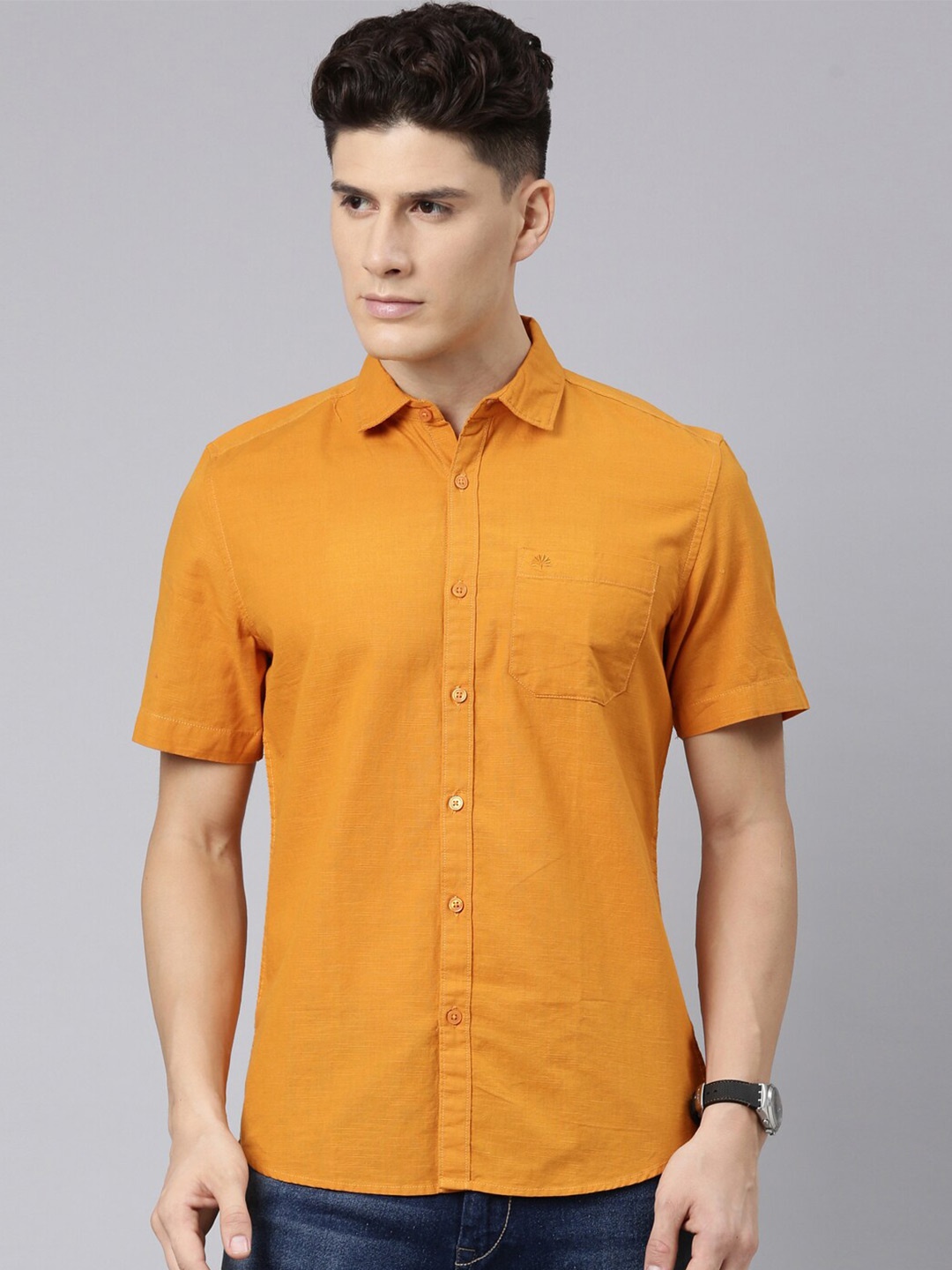 

Chennis Classic Slim Fit Pure Cotton Casual Shirt, Orange