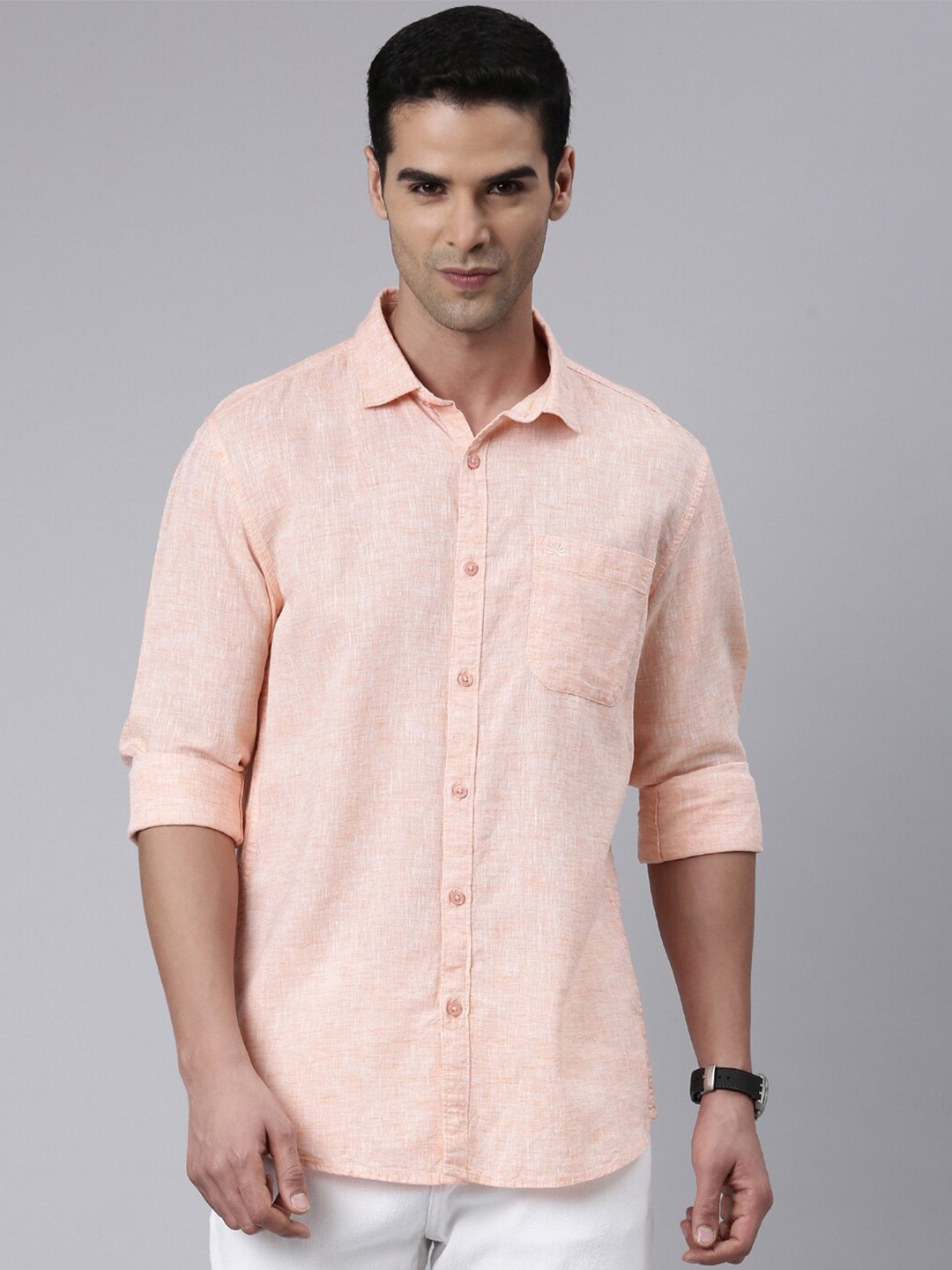 

Chennis Classic Slim Fit Opaque Casual Shirt, Orange