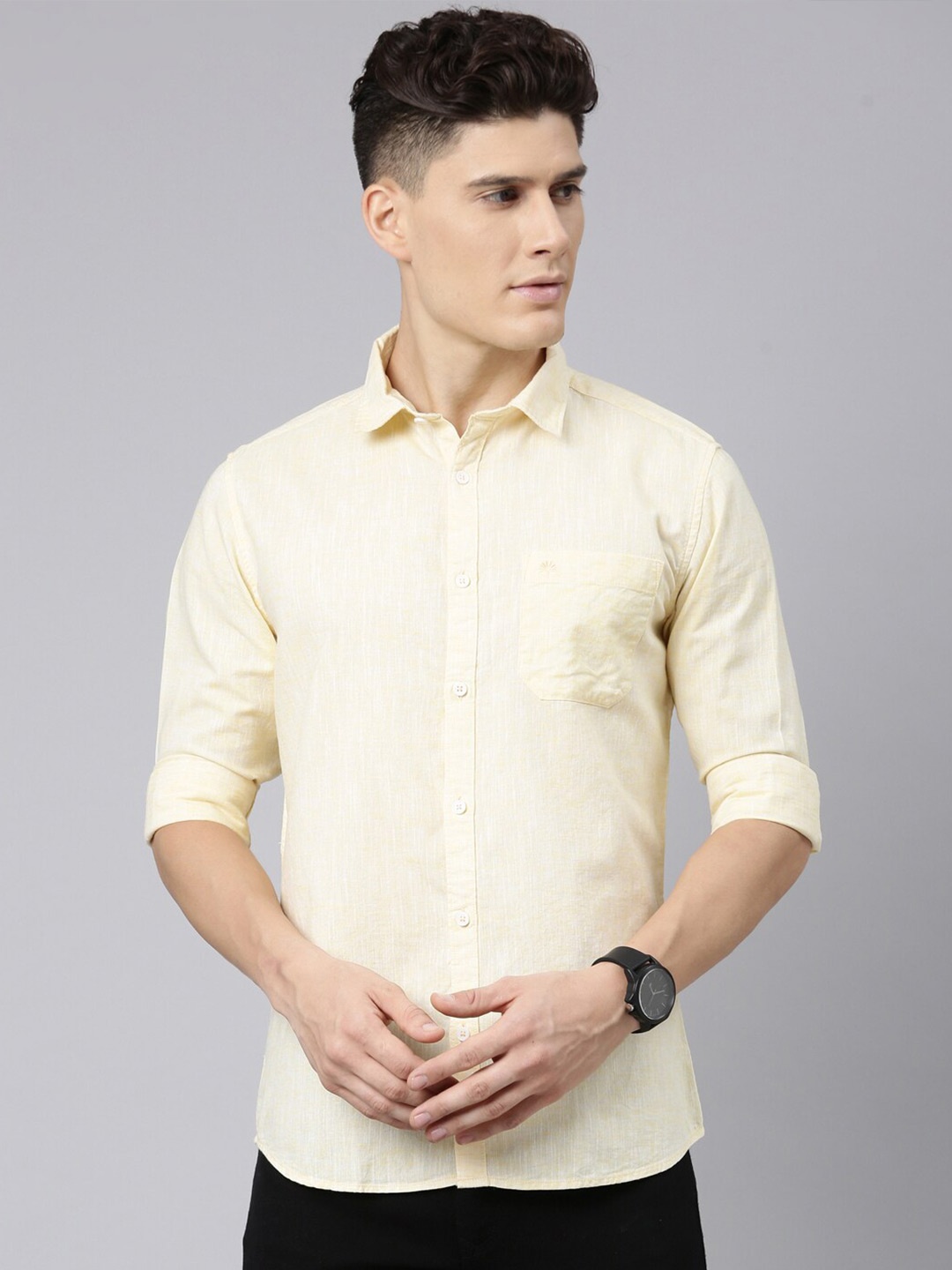 

Chennis Classic Slim Fit Opaque Casual Shirt, Yellow