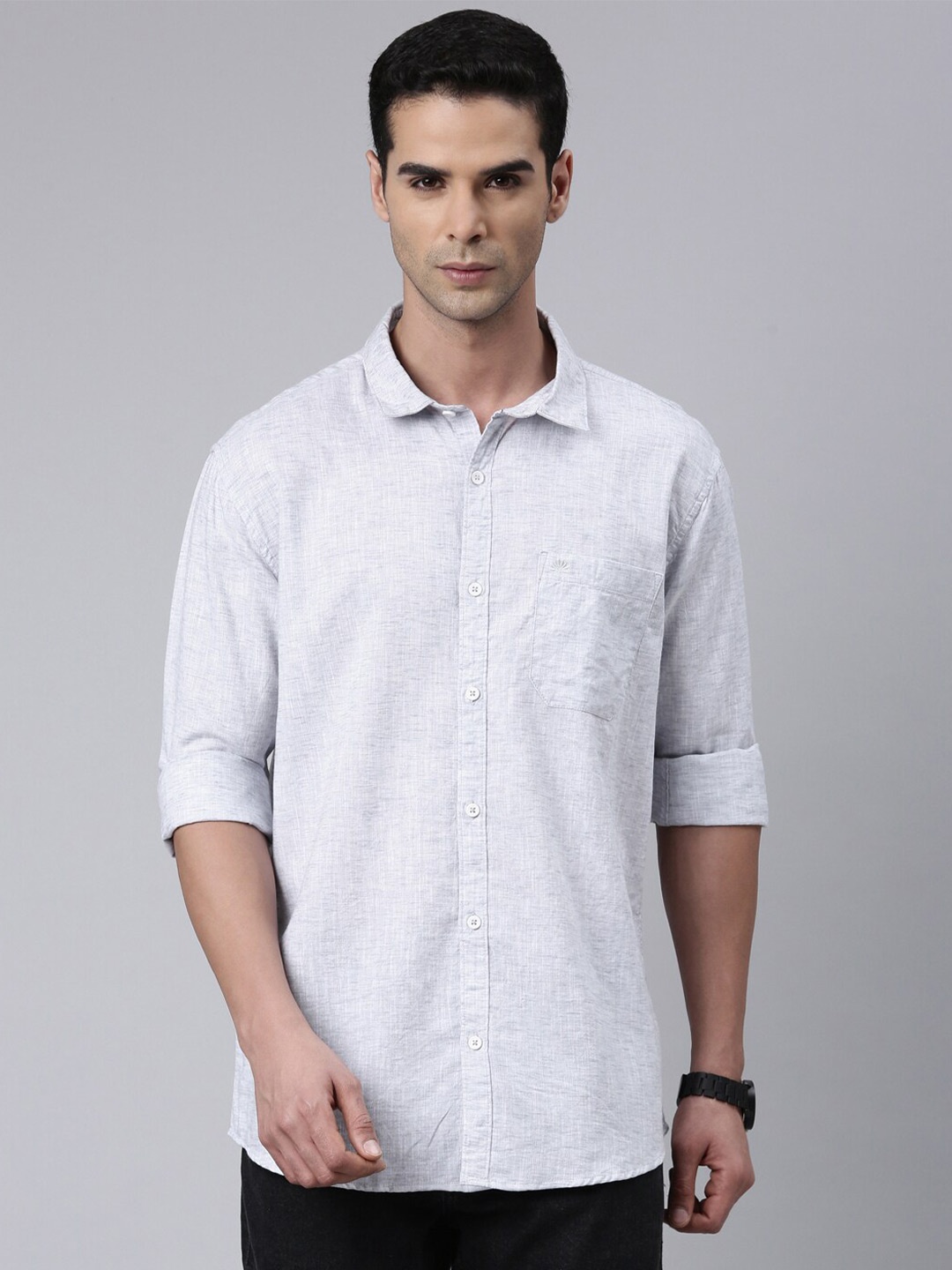 

Chennis Classic Slim Fit Opaque Casual Shirt, Grey