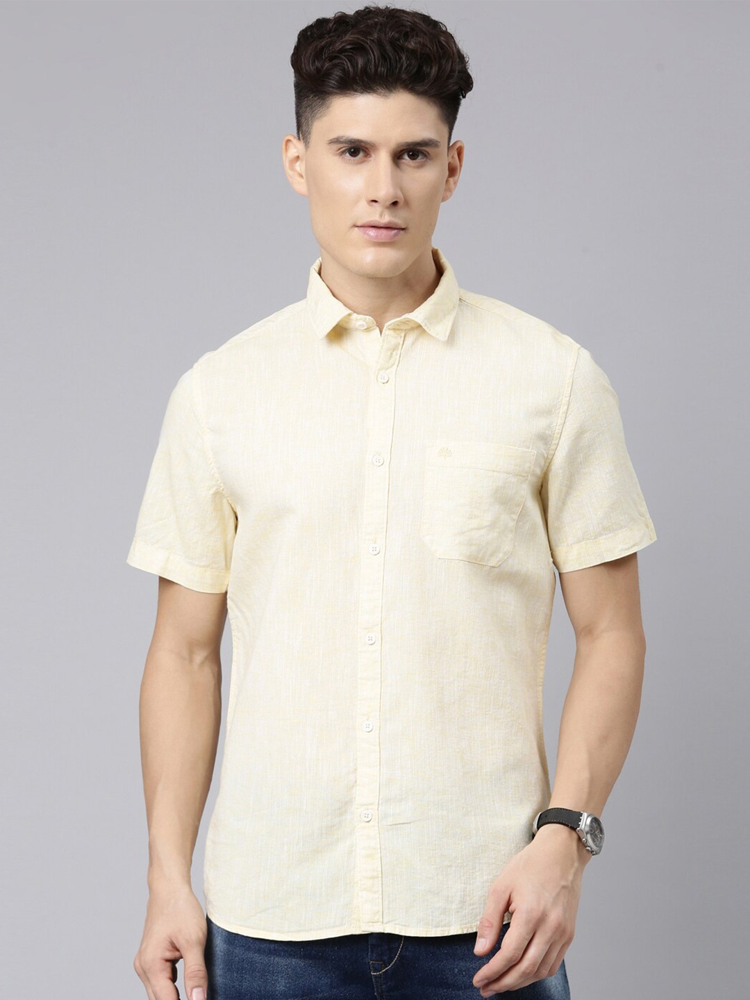 

Chennis Classic Slim Fit Opaque Casual Shirt, Yellow