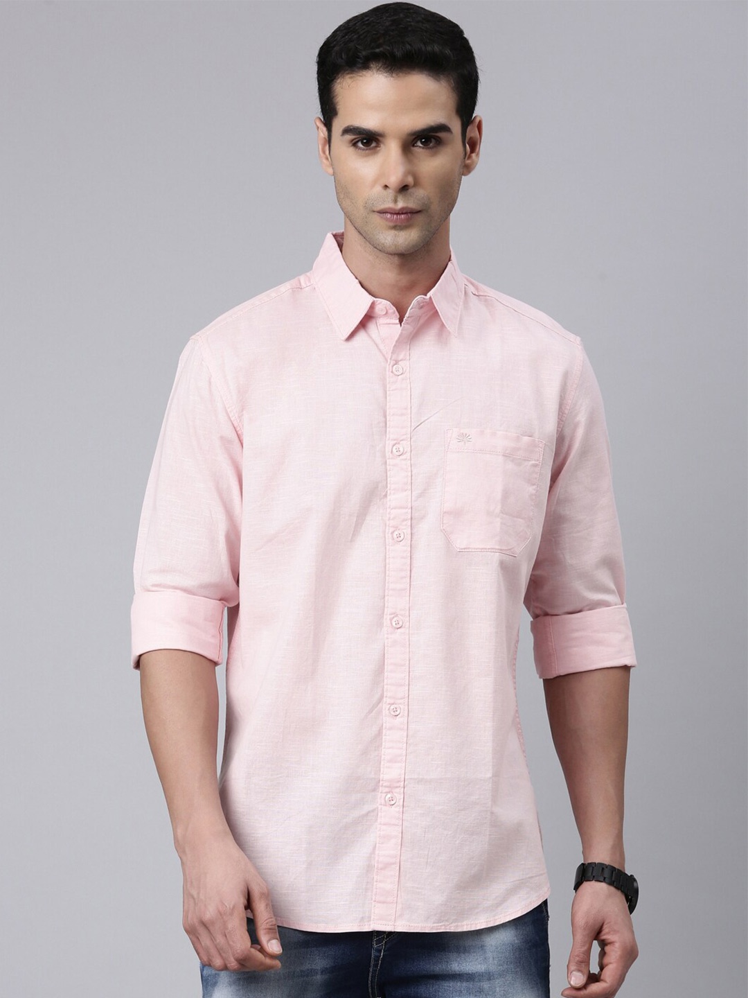 

Chennis Classic Slim Fit Pure Cotton Casual Shirt, Pink