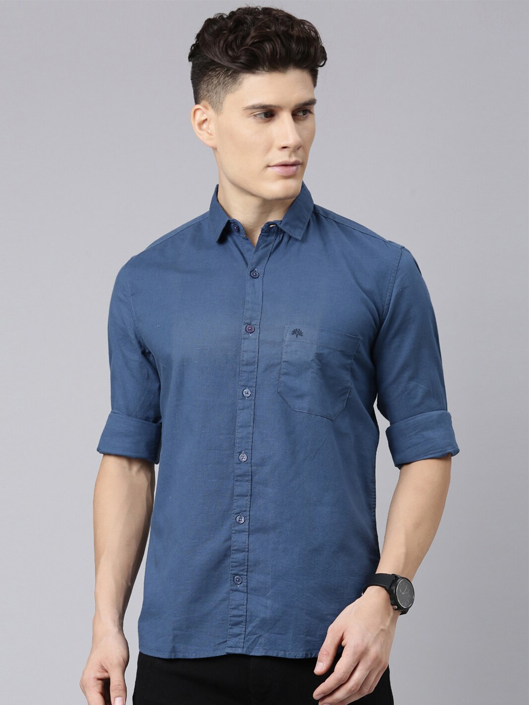 

Chennis Classic Slim Fit Pure Cotton Casual Shirt, Blue