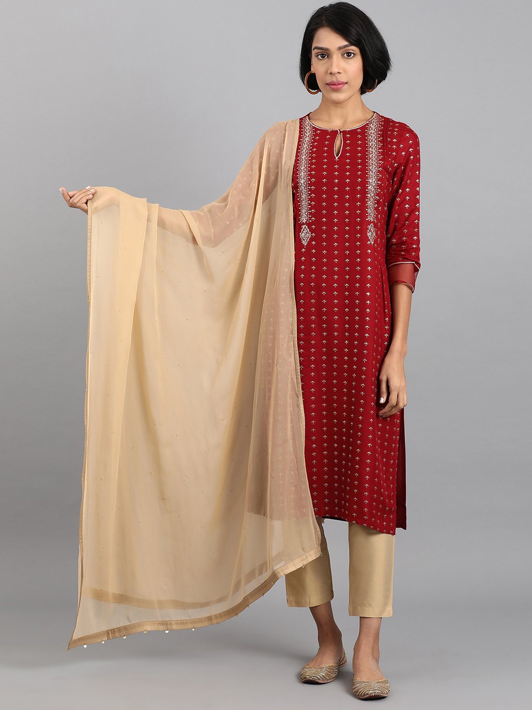

W Dupatta with Sequinned, Gold