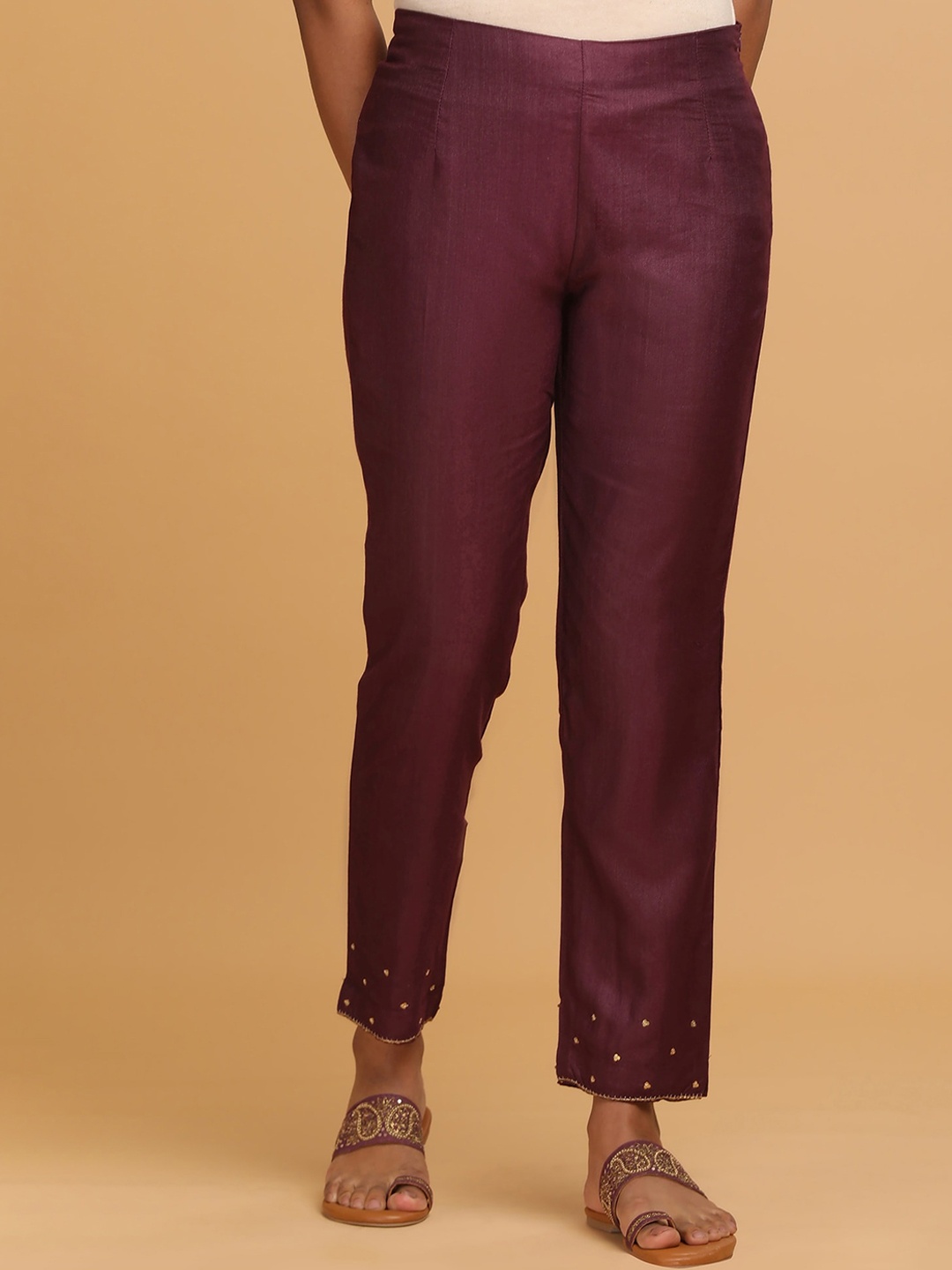 

W Women Purple Comfort Slim Fit Trousers