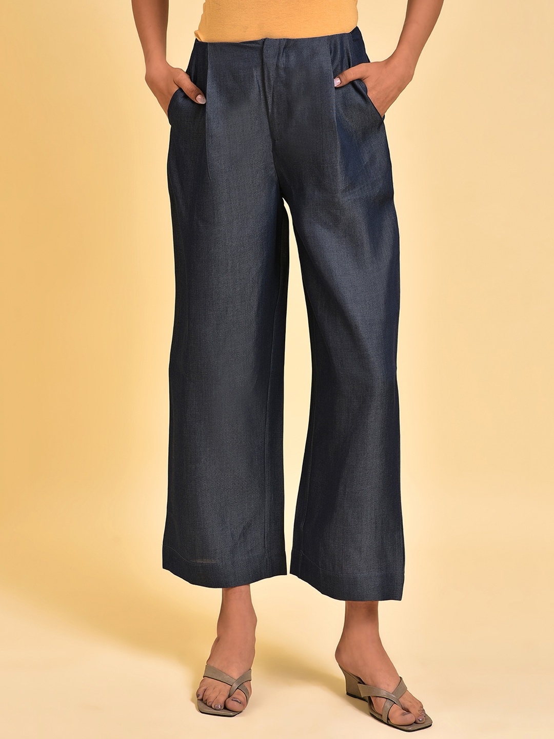 

W Women Teal Blue Comfort Culottes Trousers
