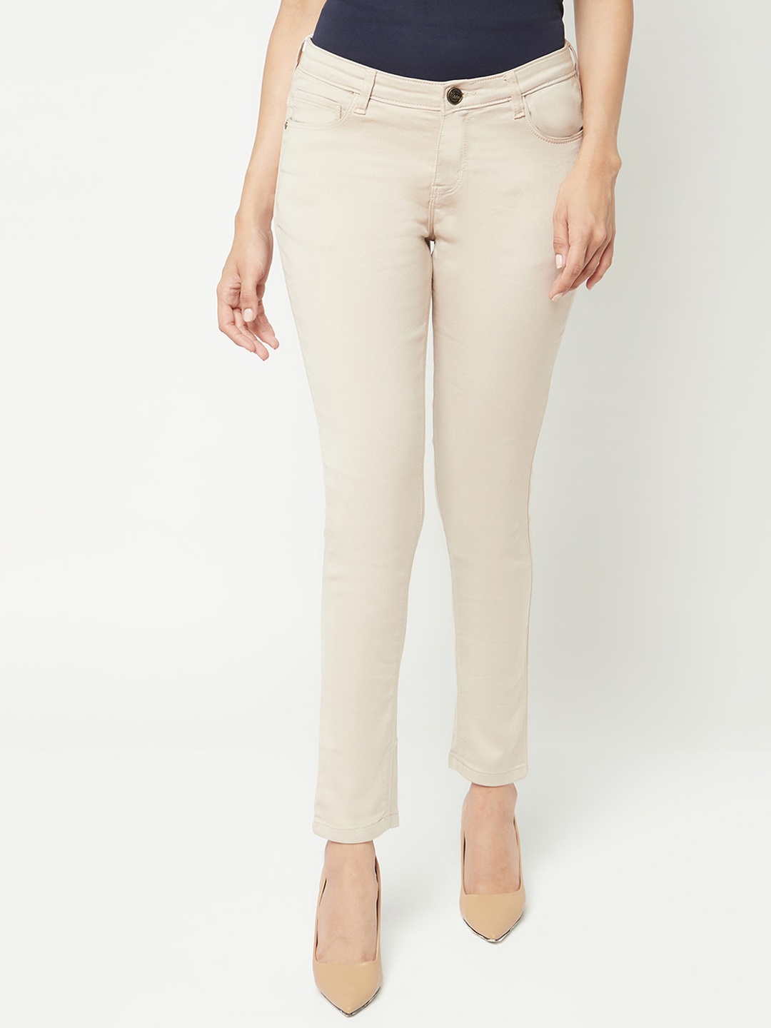 

Crimsoune Club Women Super Skinny Fit Stretchable Jeans, Beige