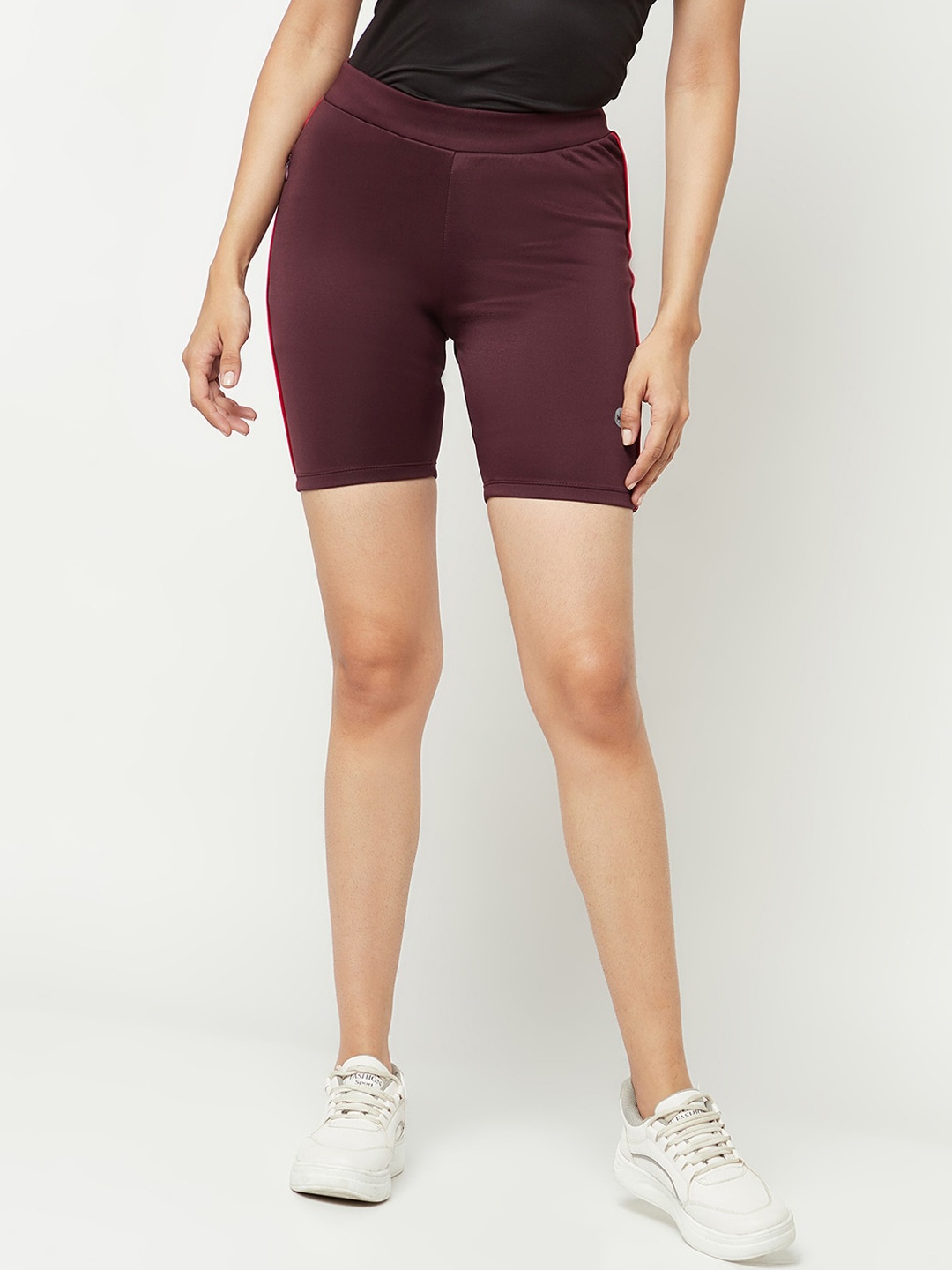 

Crimsoune Club Women Mid-Rise Skinny Fit Rapid-Dry Sports Shorts, Maroon