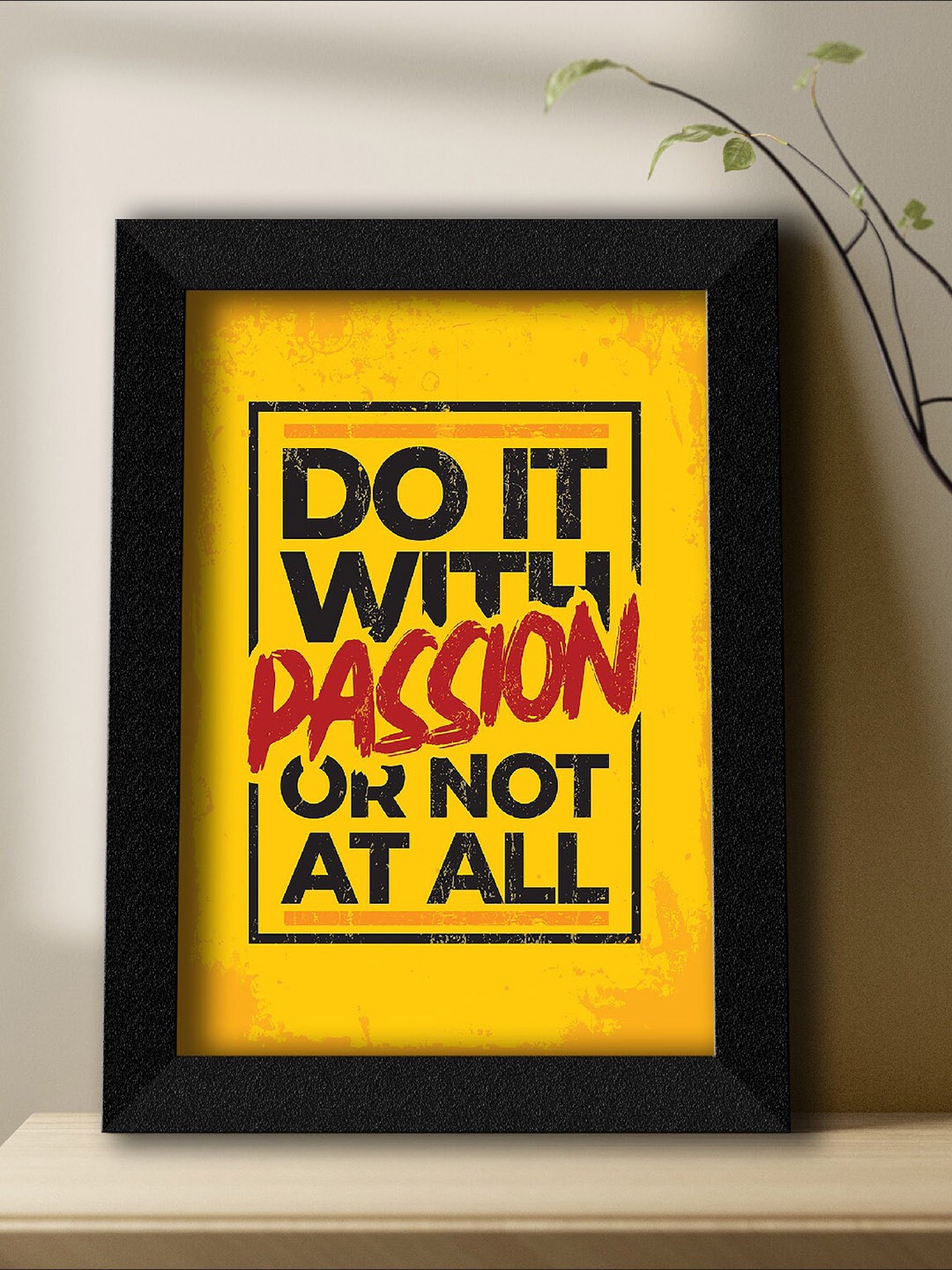 

SAF Black & Yellow Motivational Quotes Painting Framed Wall Art