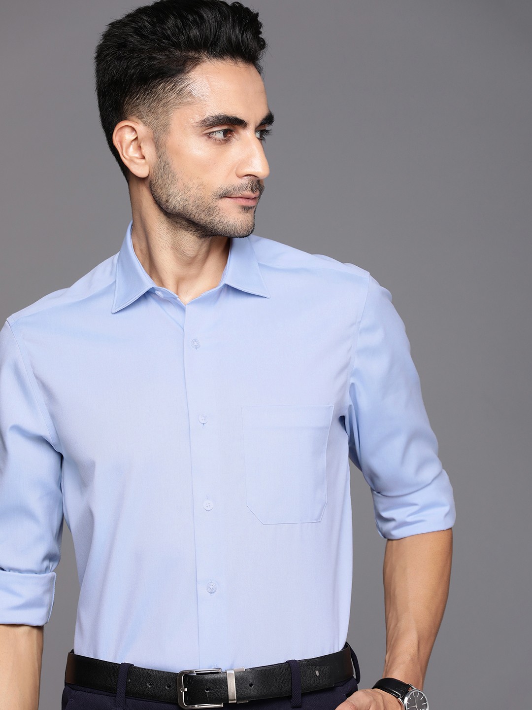 

Louis Philippe Men Pure Cotton Classic Fit Formal Shirt, Blue