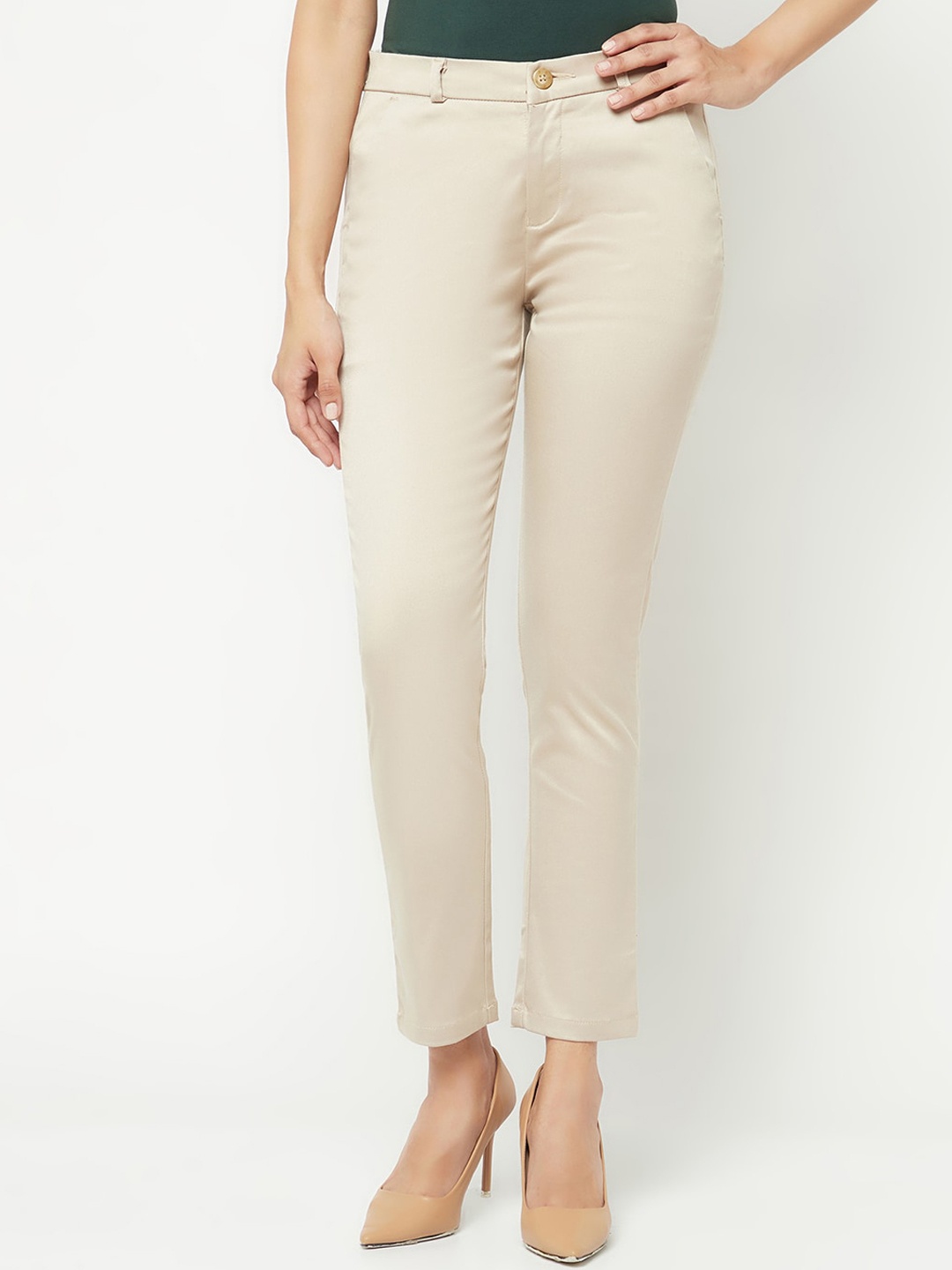 

Crimsoune Club Women Slim Fit Trousers, Beige