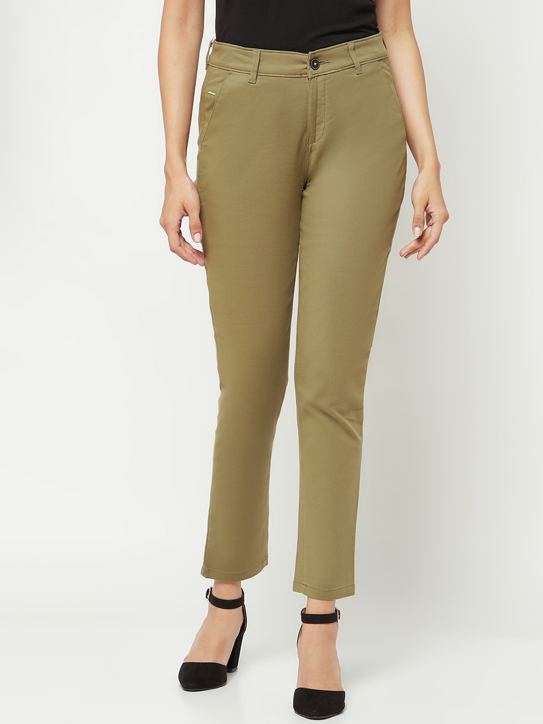 

Crimsoune Club Women Slim Fit Trousers, Olive