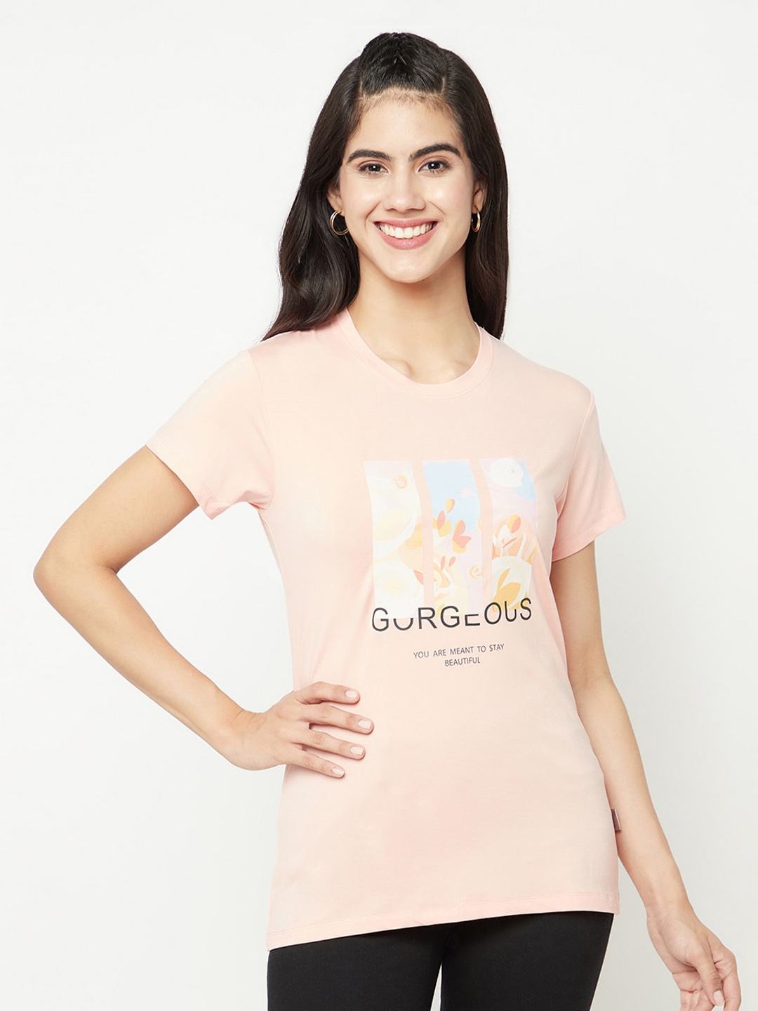 

Crimsoune Club Graphic Printed Slim Fit T-shirt, Peach