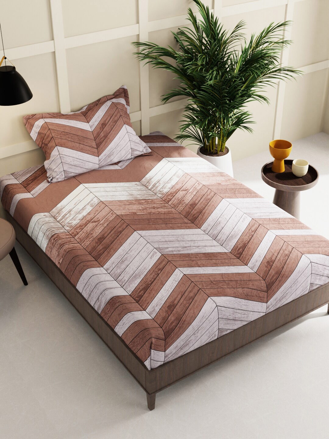

BIANCA Sterling Brown & Grey Geometric 152 TC 2 Single Bedsheet With 2 Pillow Covers