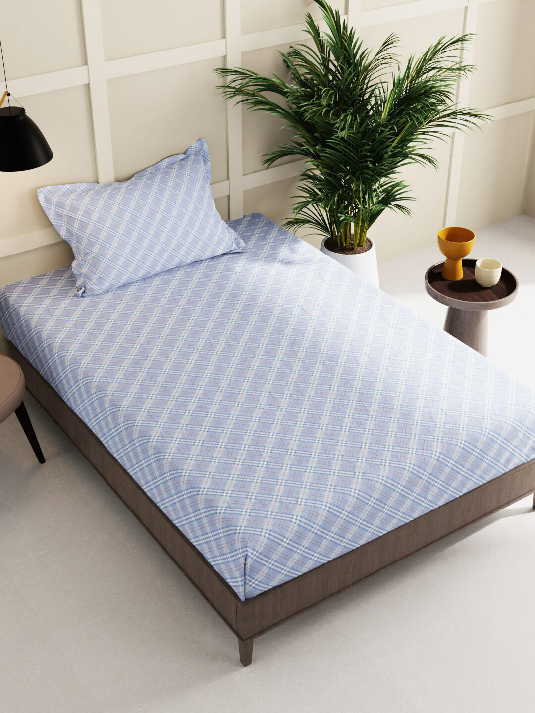 

BIANCA Blue & White Geometric 152 TC 2 Single Bedsheet with 2 Pillow Covers