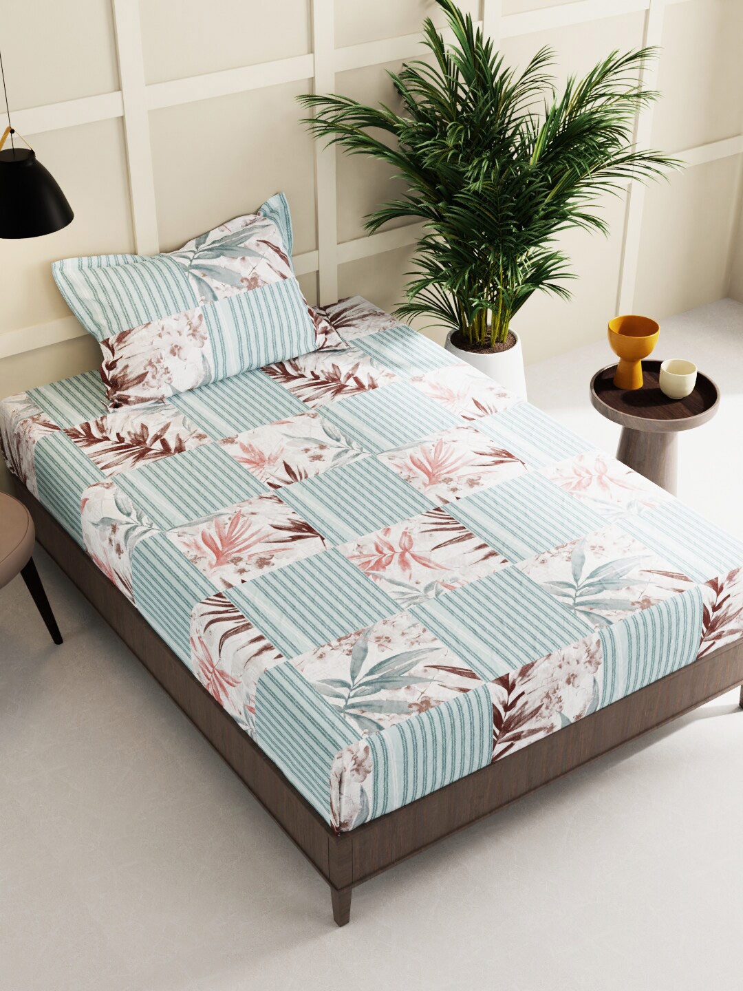 

BIANCA Sterling Green & White Floral 152 TC 2 Single Bedsheet With 2 Pillow Covers