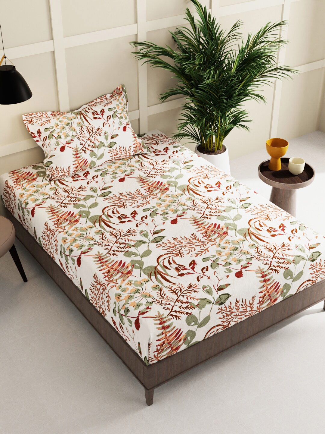 

BIANCA White & Brown Floral 152 TC 2 Single Bedsheet with 2 Pillow Covers