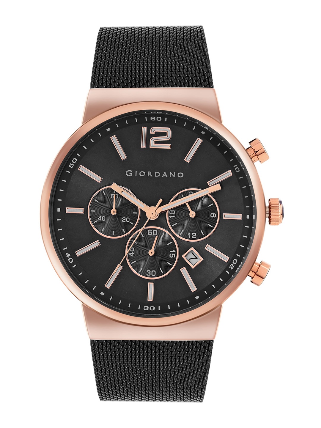 

GIORDANO Men Dial & Stainless Steel Bracelet Style Straps Analogue Watch GZ-50074-44, Black