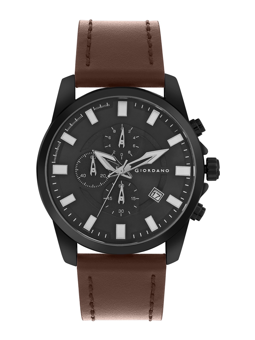 

GIORDANO Men Dial & Leather Straps Water Resistant Analogue Watch GZ-50077-02, Black